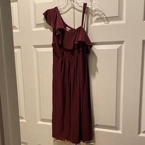 Soma One Shoulder Burgundy Dress